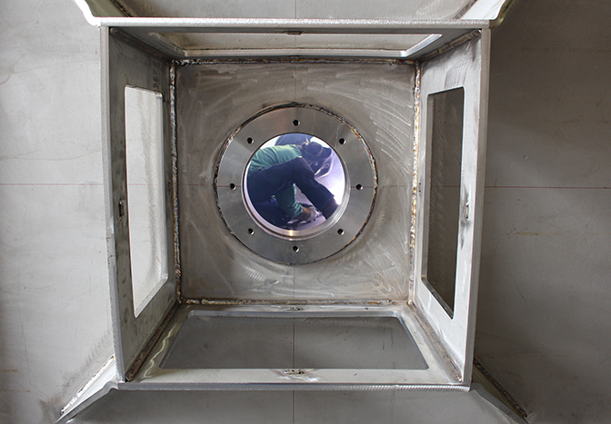 Processall Employee Welding Inside Powder Blending Equipment